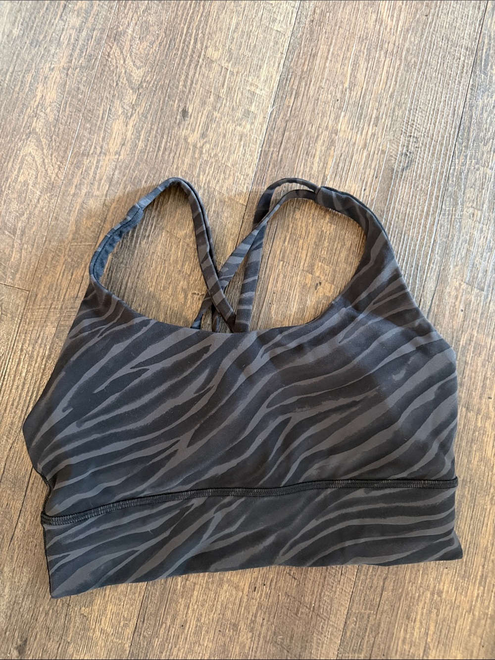 Lululemon long line Zebra-Print Black Strappy Sports Bralette